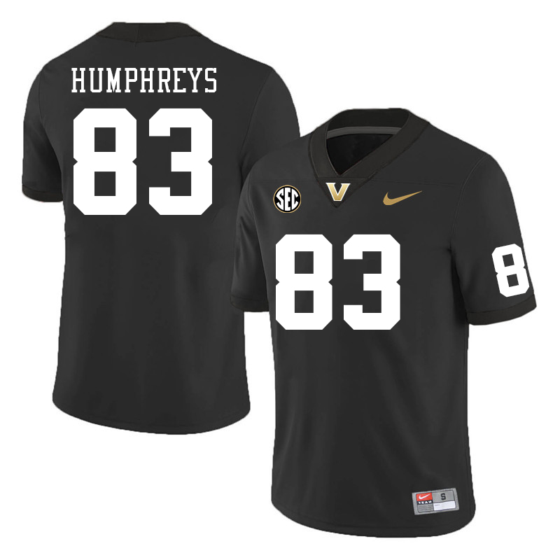 Vanderbilt Commodores #83 London Humphreys College Football Jerseys Sale Stitched-Black